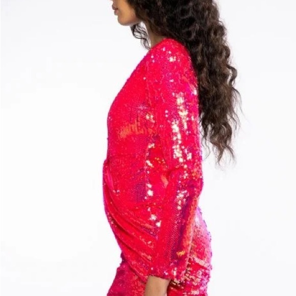 AKIRA Label Maximum Sequin Mini Dress Pink (Size Large) - Picture 3 of 12